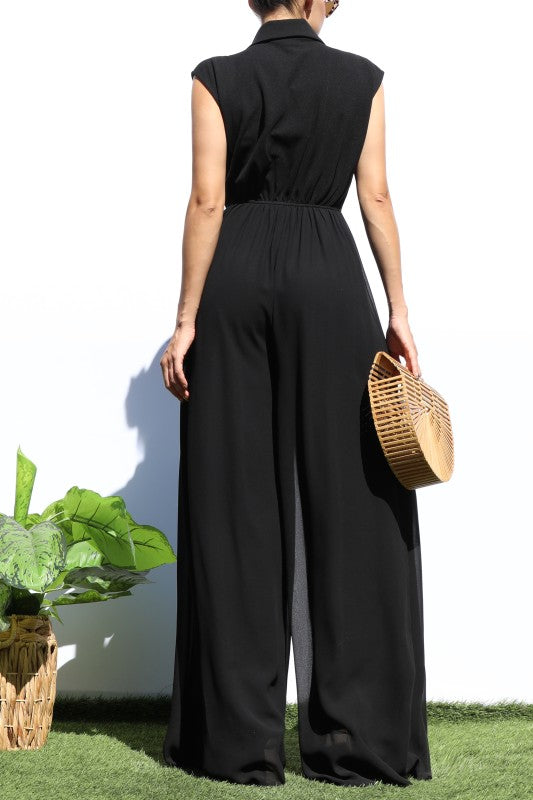 Black Loose Fit Top Knit Jumpsuit