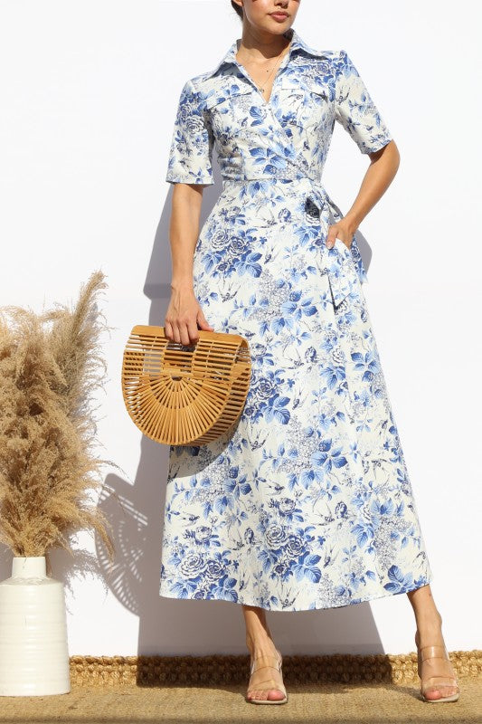 Floral Wrap Midi Dress