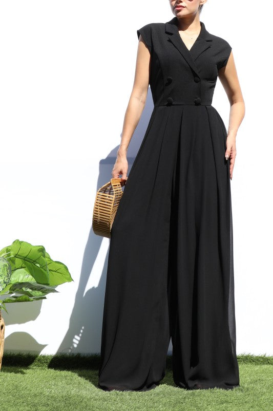 Black Loose Fit Top Knit Jumpsuit