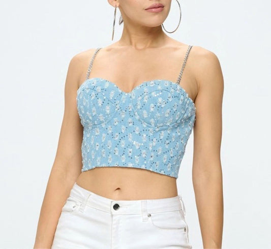 Soft Denim Sparkle Bustier