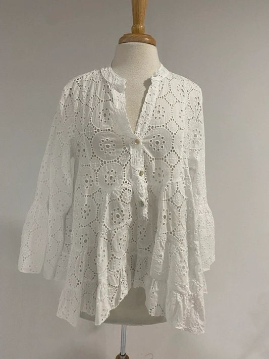 White Italian Lace Blouse