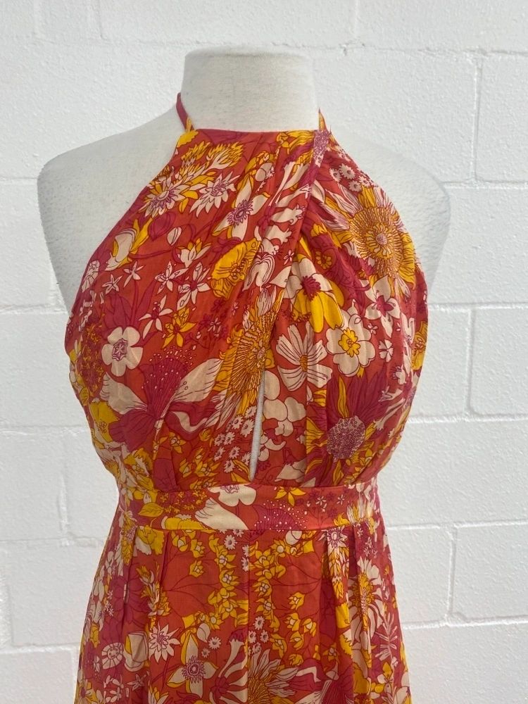 Orange Floral Peek Jumpsuit