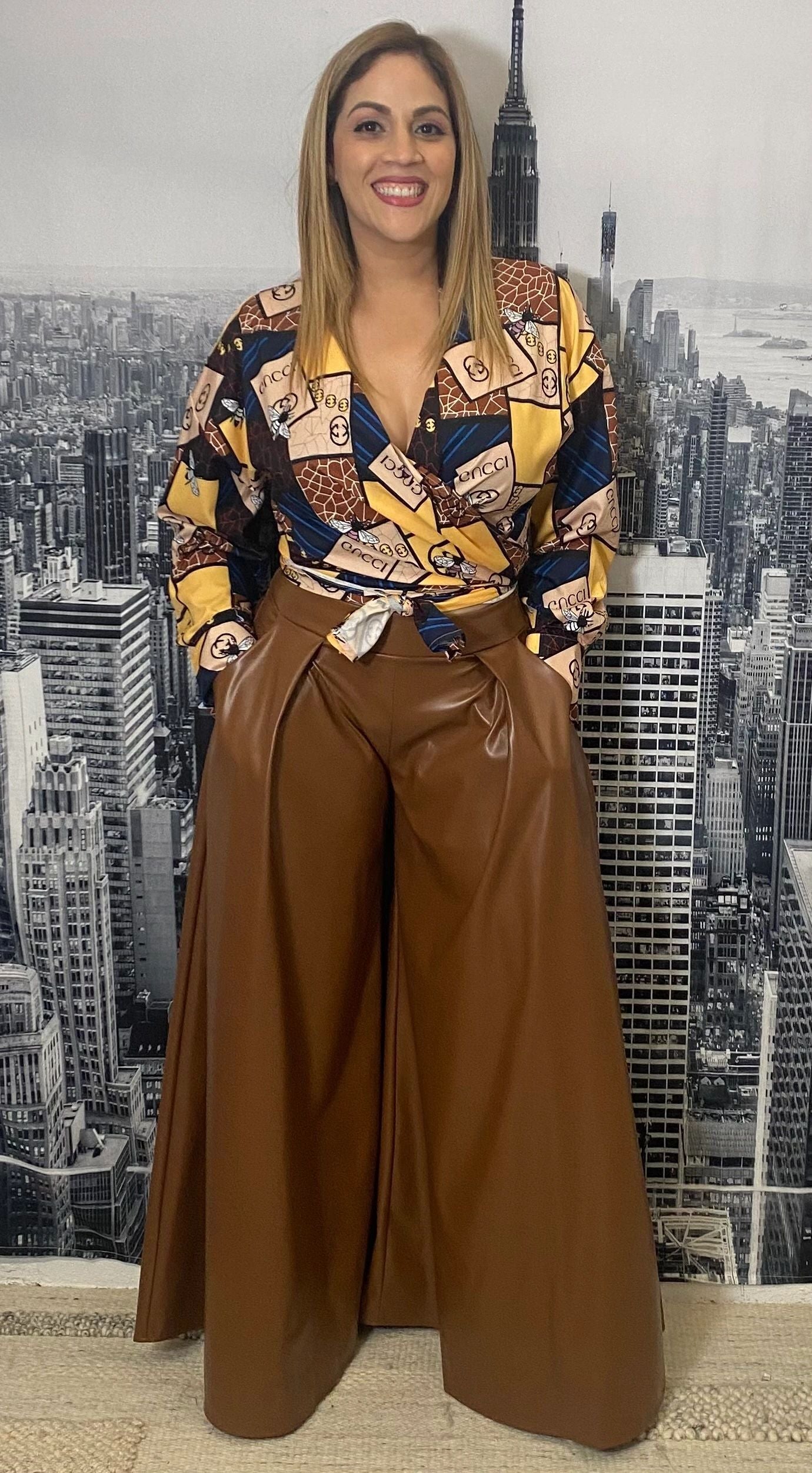 Vegan Leather Caramel Palazzo