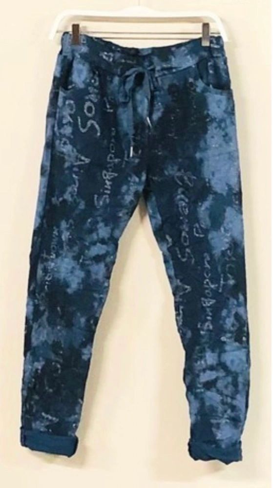 Glitter Tokyo Graffiti Crinkled Jogger