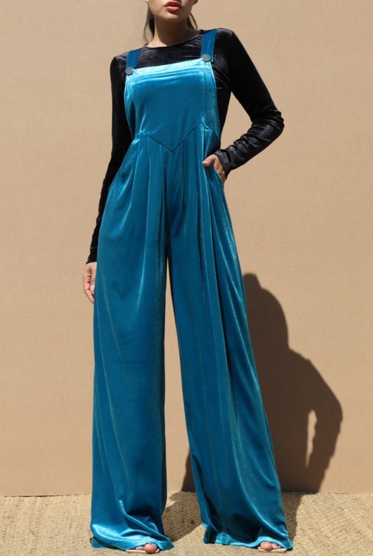 Teal Velvet Jumpsuit