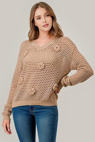 Knitted Sweater Flower Top