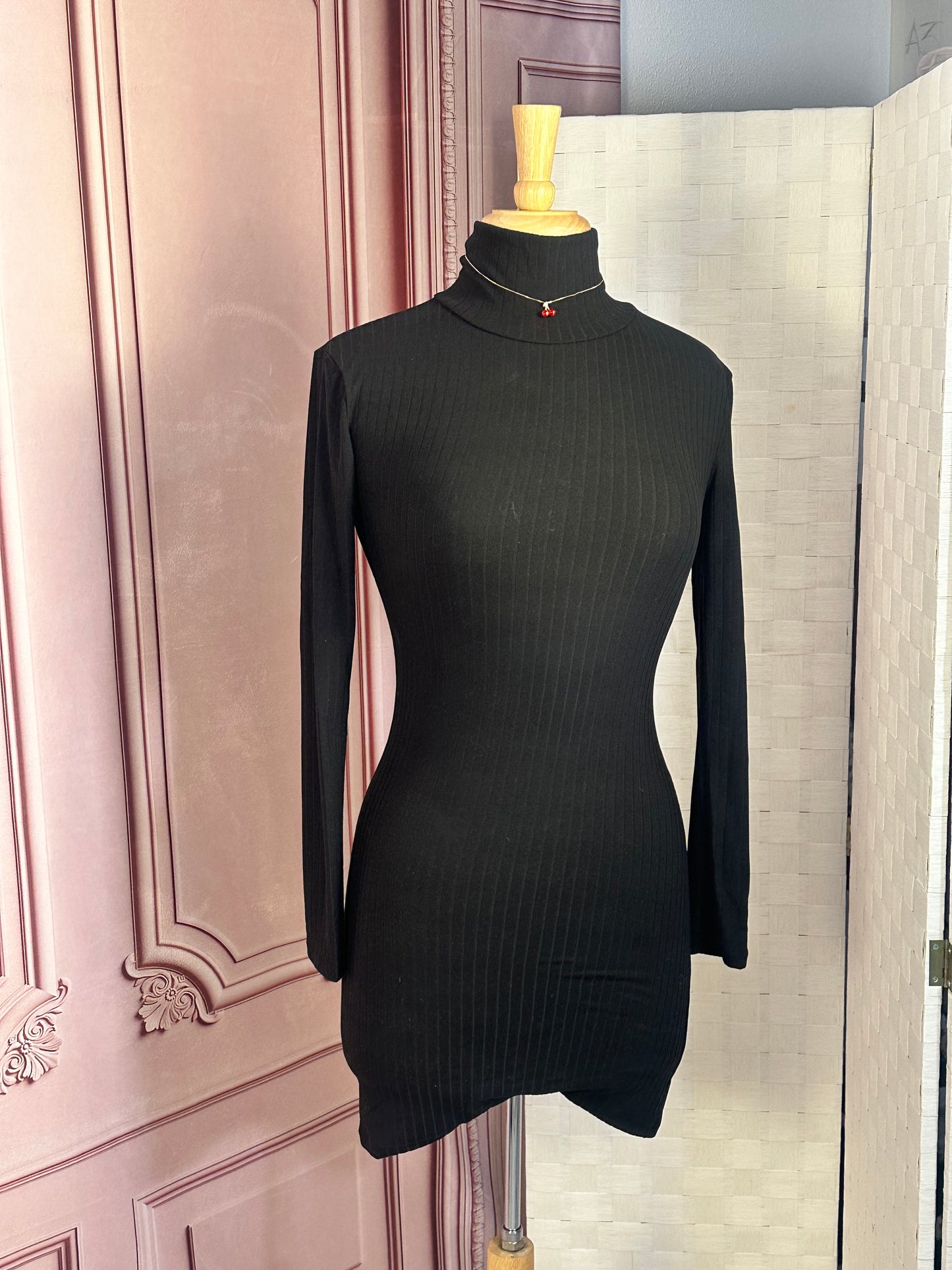 Turtle Neck Black Dress