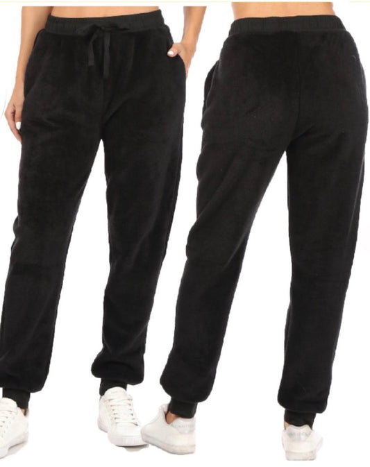 Fleece Black Velvet Pants