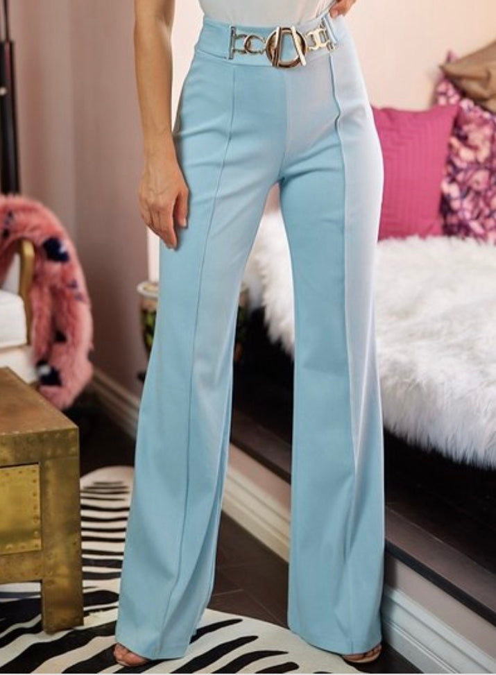 Sky Blue Belted Pants