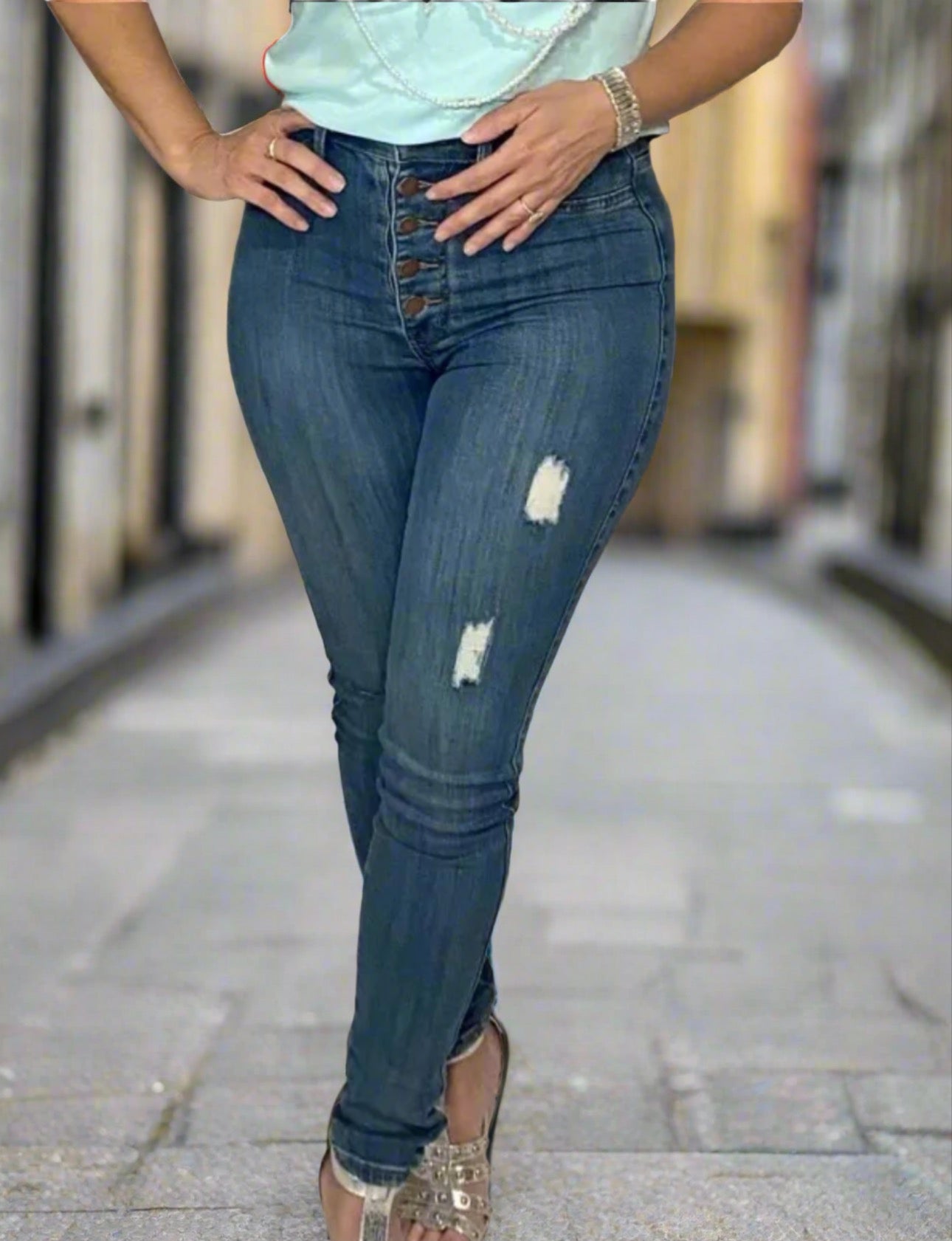 High Waisted Ripped Jeans