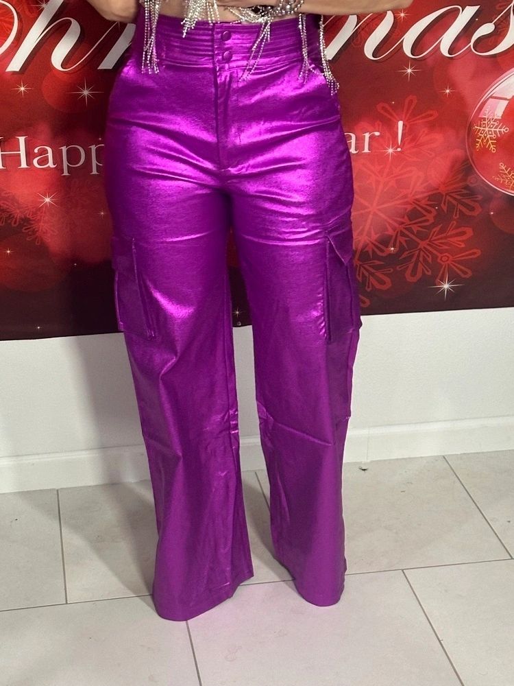 Fucsia Metallic Pocket Bottoms